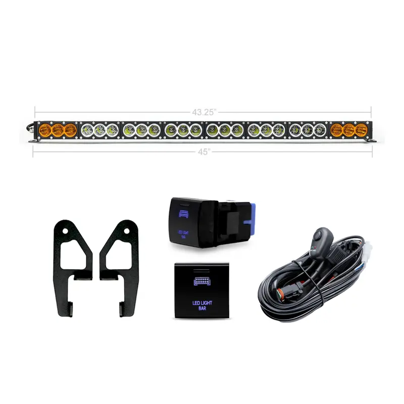 Cali Raised 2024+ Toyota Tacoma Premium Roof Rack Front Light Bar Kit - 43 In Dual Function 1