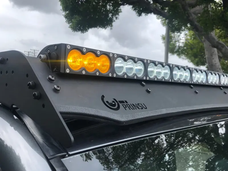 Cali Raised Dual Function Amber/White Led Light Bar Prinsu Mounting Bracket Kit - Wire Harness/Sq 1