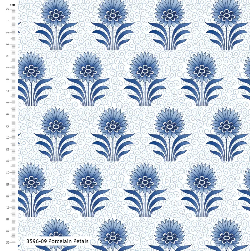 Crafts Of Tranquility Organic Cotton Fabric, Porcelain Petals 2