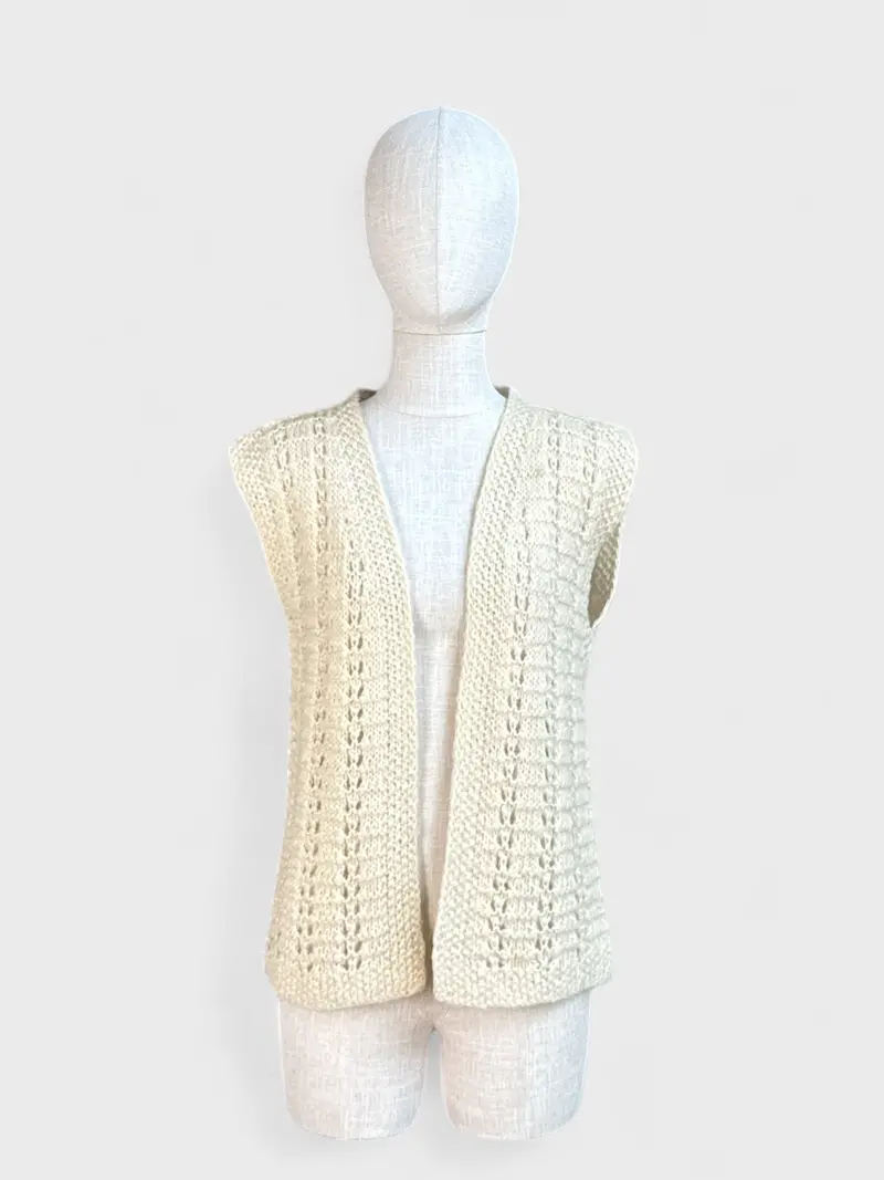 Débardeur Tricot Blanc Crème 1
