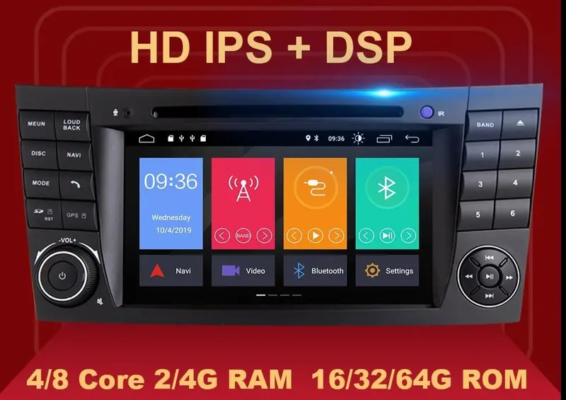 Dsp 4G 64G 2 Din Android 10 Car Dvd Multimedia For Mercedes Benz E-Class W211 E200 E220 E300 E350 E240 E270 Cls Class W219 Radio 1