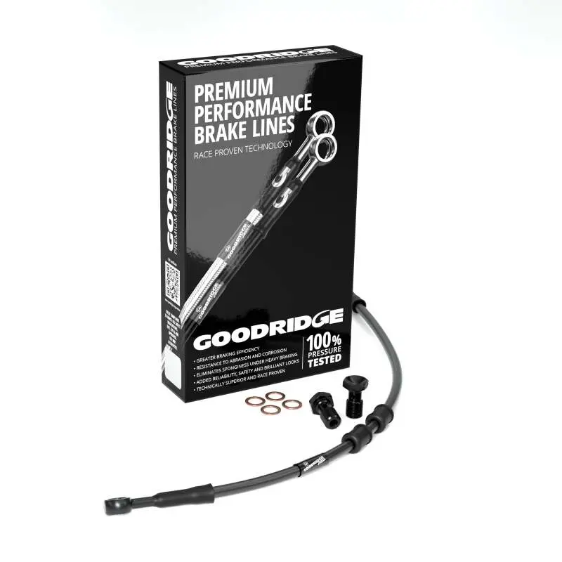 Goodridge 14-17 Hd Fxdf/Fxdl/S (W/Abs) -4In Black Brake Line Kit W/Black Fittings 1