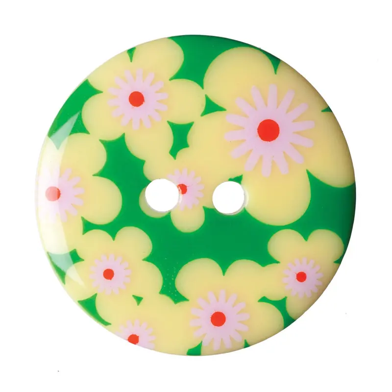 Green And Yellow Floral Pattern Buttons 22.5Mm Size 1