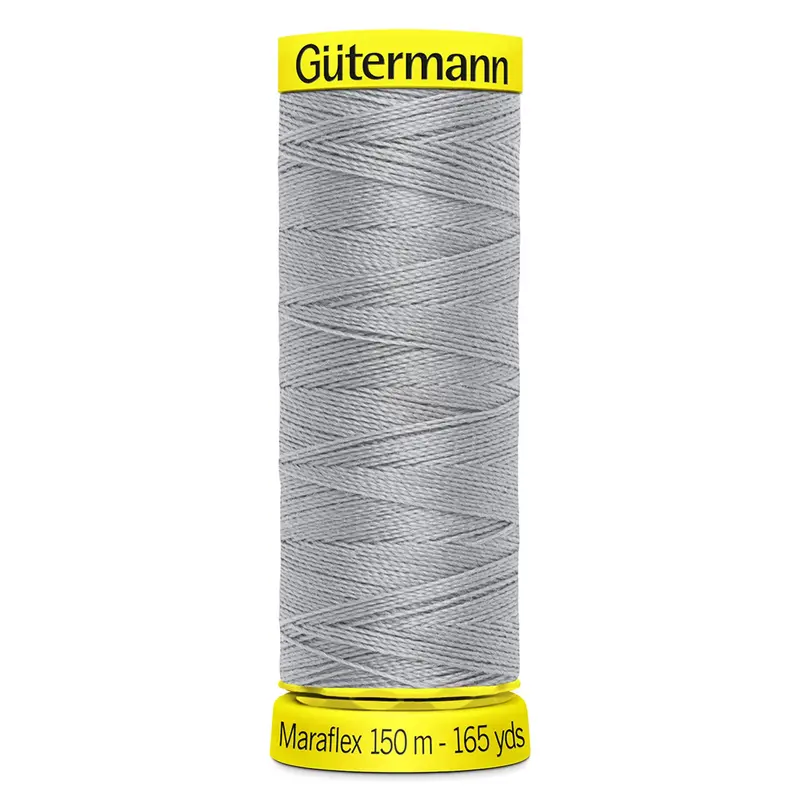 Gutermann Maraflex Stretchy Sewing Thread 150M Colour 38 Mid Silver 1