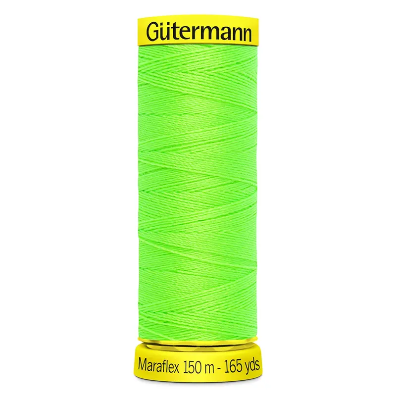 Gutermann Maraflex Stretchy Sewing Thread 150M Colour 3853 Neon Green 1
