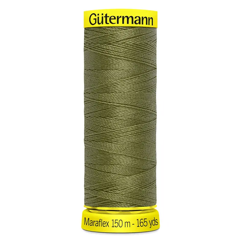 Gutermann Maraflex Stretchy Sewing Thread 150M Colour 432 Olive 1