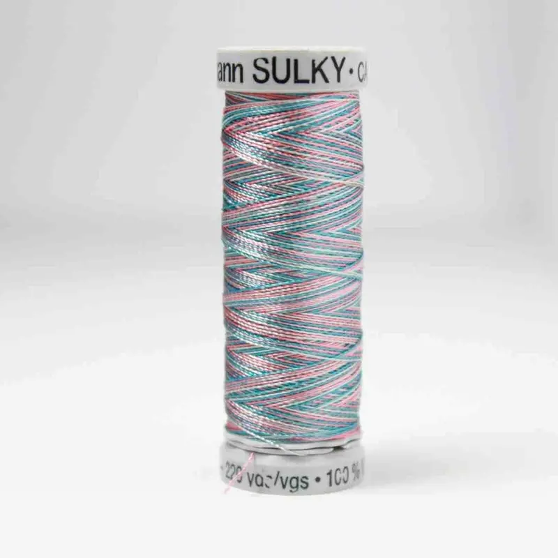 Gutermann Rayon 40 Embroidery Thread 2206 Turquoise / Coral / Silver 1