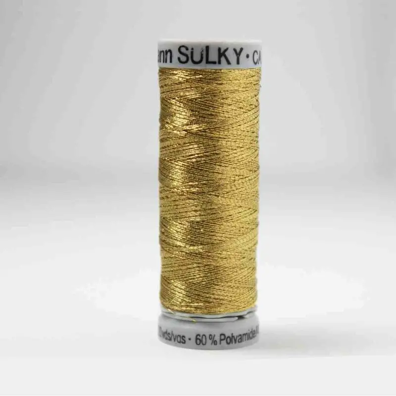 Gutermann Smooth Metallic Embroidery Thread 7004 Dark Gold 1