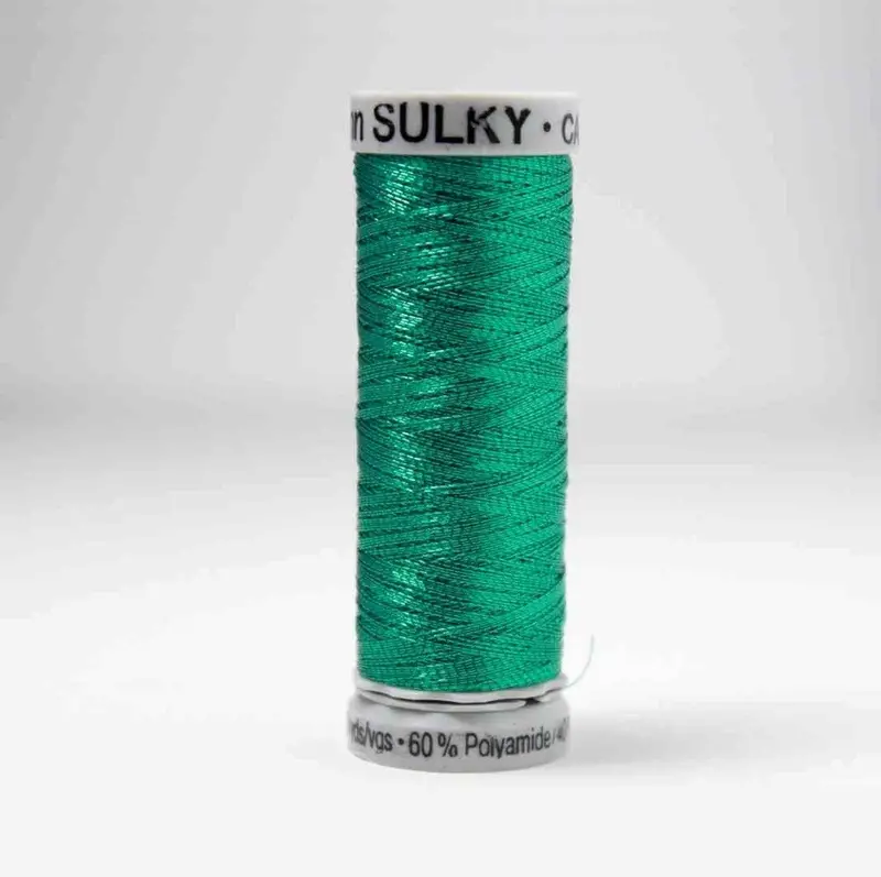 Gutermann Smooth Metallic Embroidery Thread 7015 Jade Green 1