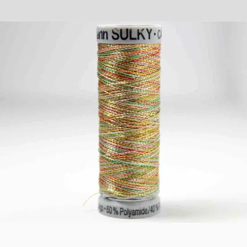 Gutermann Smooth Metallic Embroidery Thread 7020 Gold / Turquoise / Pink 1