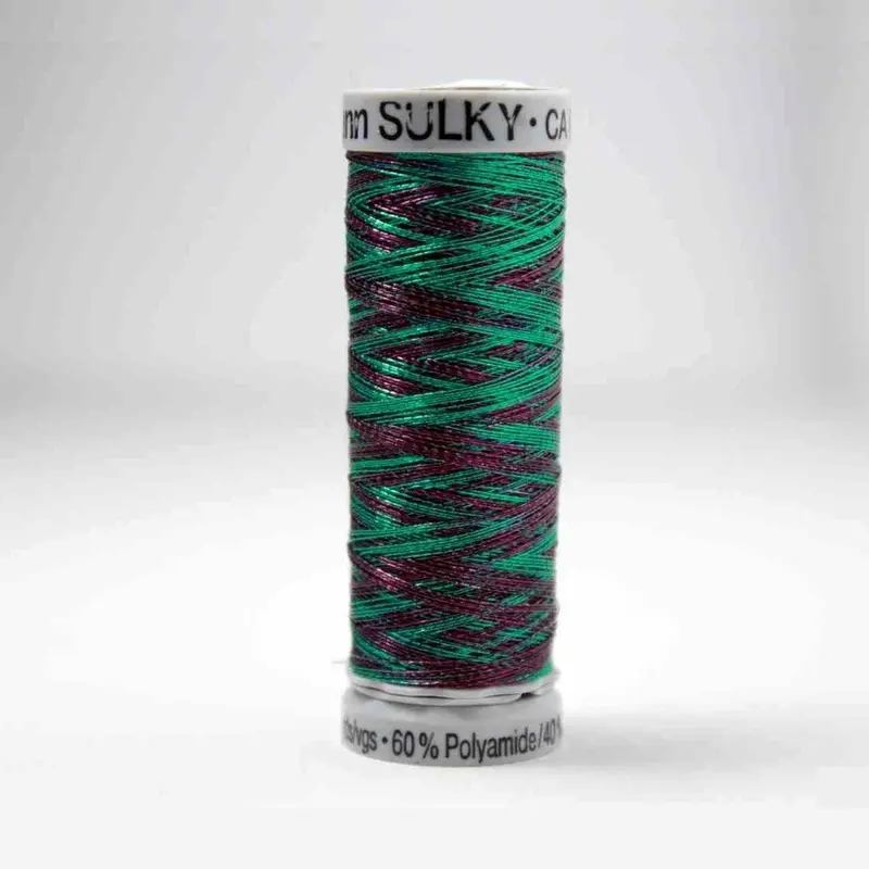 Gutermann Smooth Metallic Embroidery Thread 7022 Jade / Purple 1