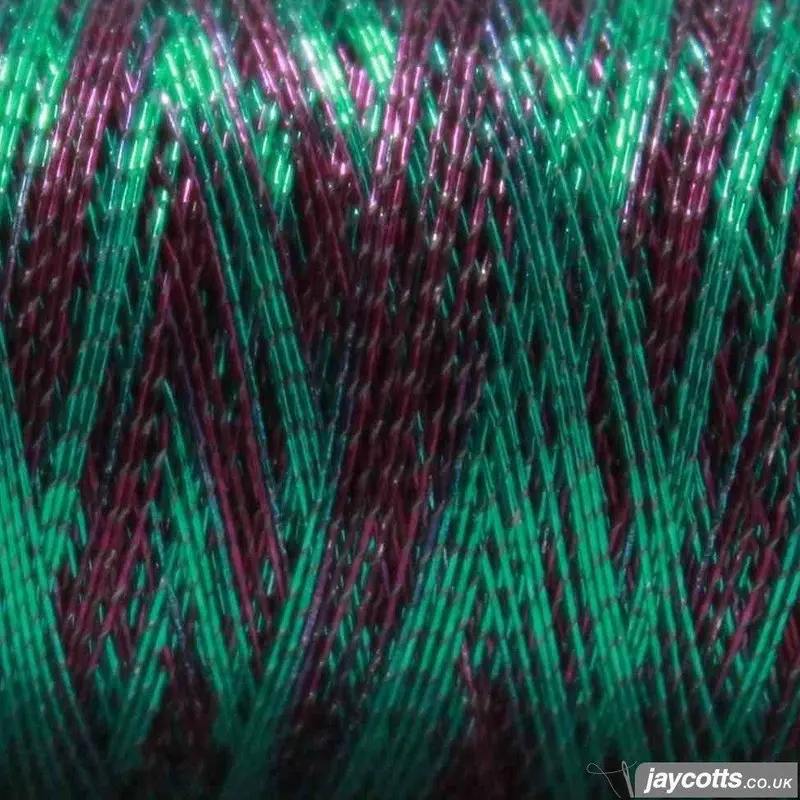 Gutermann Smooth Metallic Embroidery Thread 7022 Jade / Purple 2
