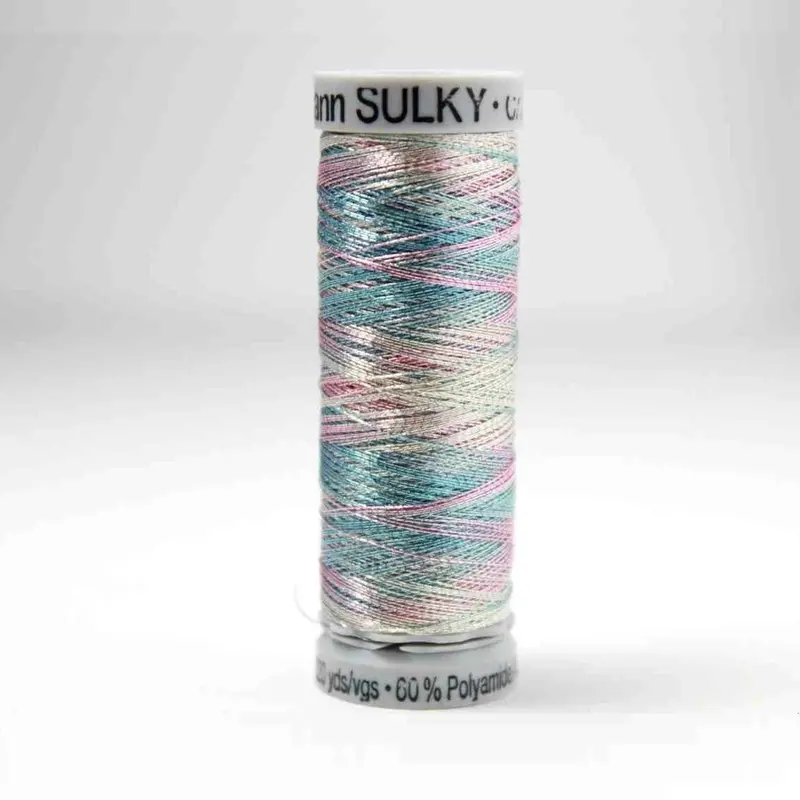Gutermann Smooth Metallic Embroidery Thread 7024 Blue / Gold / Lavender 1