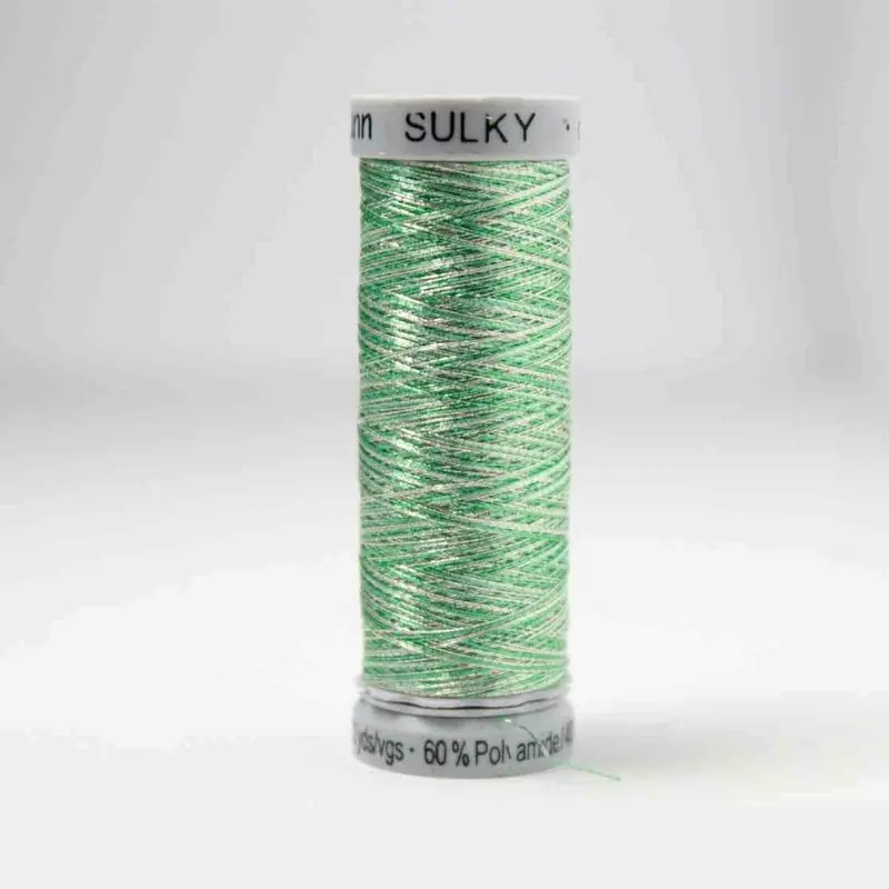 Gutermann Smooth Metallic Embroidery Thread 7025 Silver/ Mint Green 1