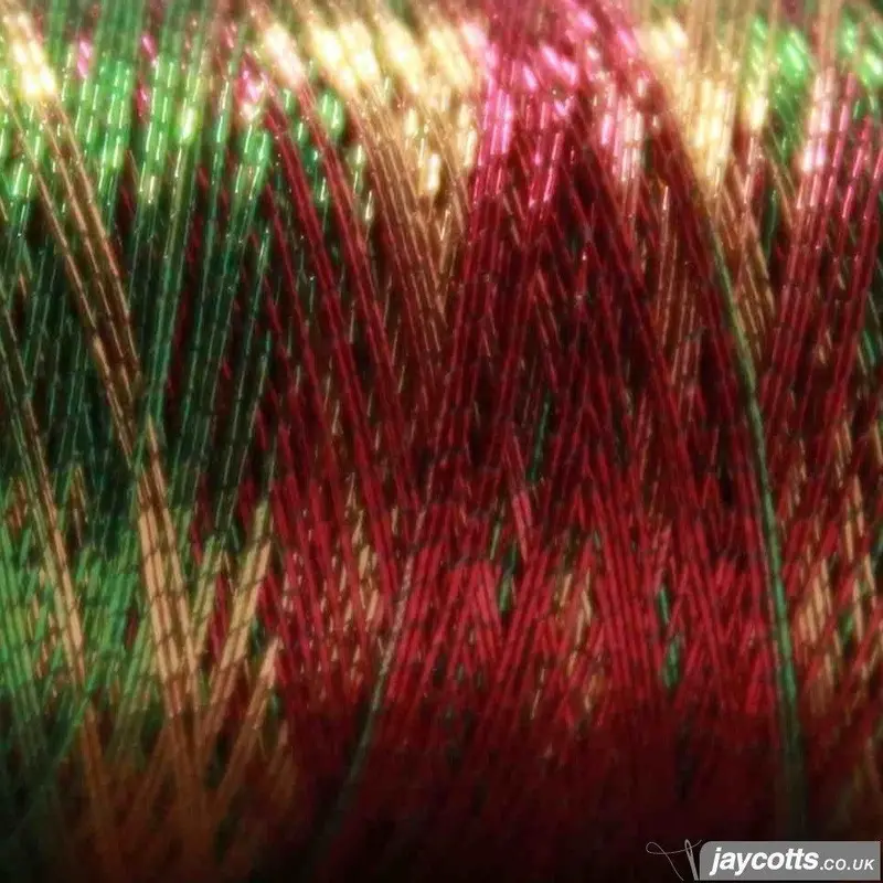Gutermann Smooth Metallic Embroidery Thread 7027 Red/Gold/Green 2