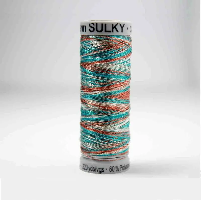 Gutermann Smooth Metallic Embroidery Thread 7028 Silver / Blue / Copper 1