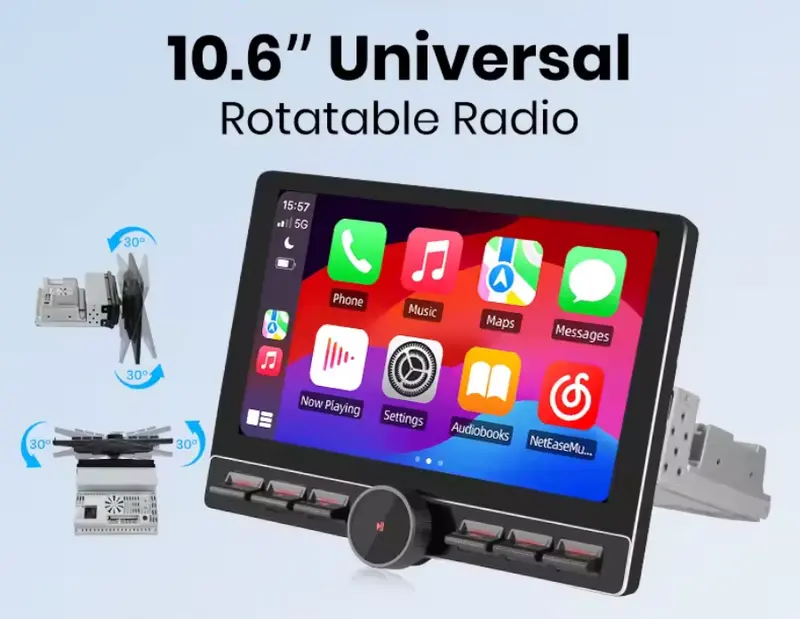 Junsun 10.6 Inch Universal Rotatable 1Din/2Din 1