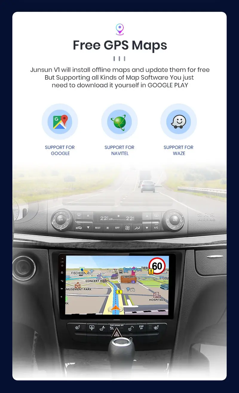 Junsun V1 Android 10.0 Carplay Car Radio Multimedia Video Player Auto Stereo Gps For Mercedes Benz W211 2002-2010 2 Din Dvd 5