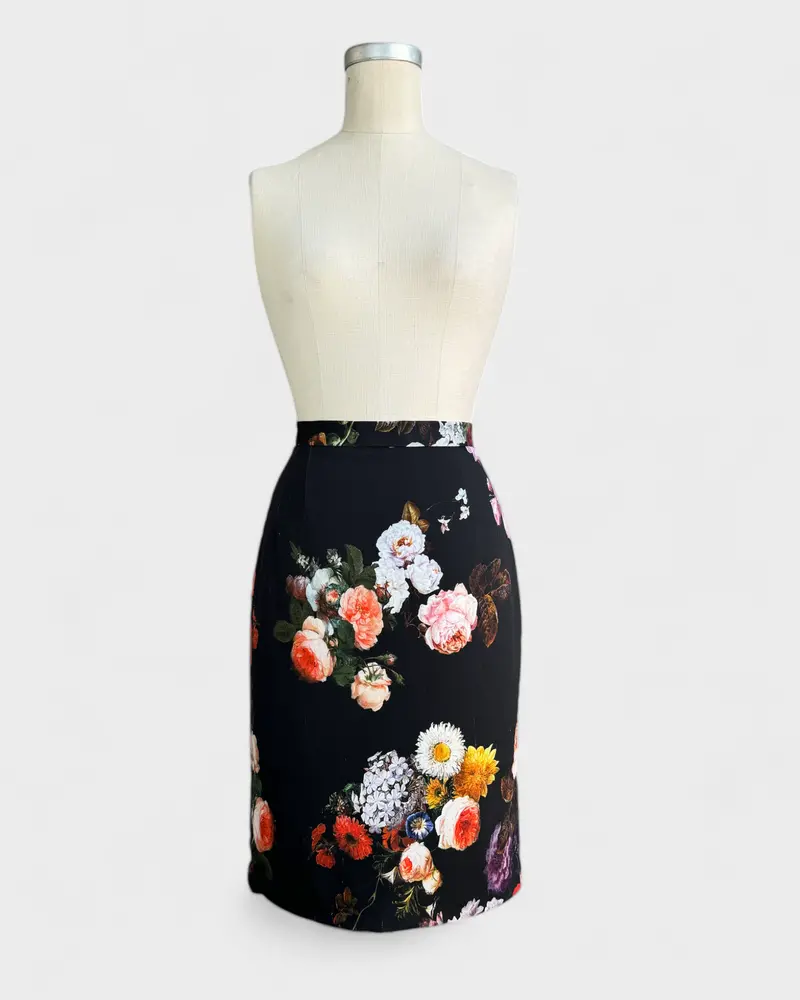 Jupe À Fleurs Noir Dolce & Gabbana 1