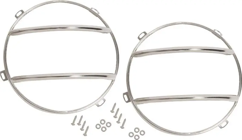 Kentrol 07-18 Jeep Wrangler Jk Euro Headlight Guards Pair - Polished Silver 1