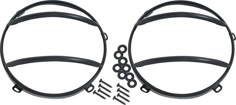 Kentrol 07-18 Jeep Wrangler Jk Euro Headlight Guards Pair - Powdercoat Black 1