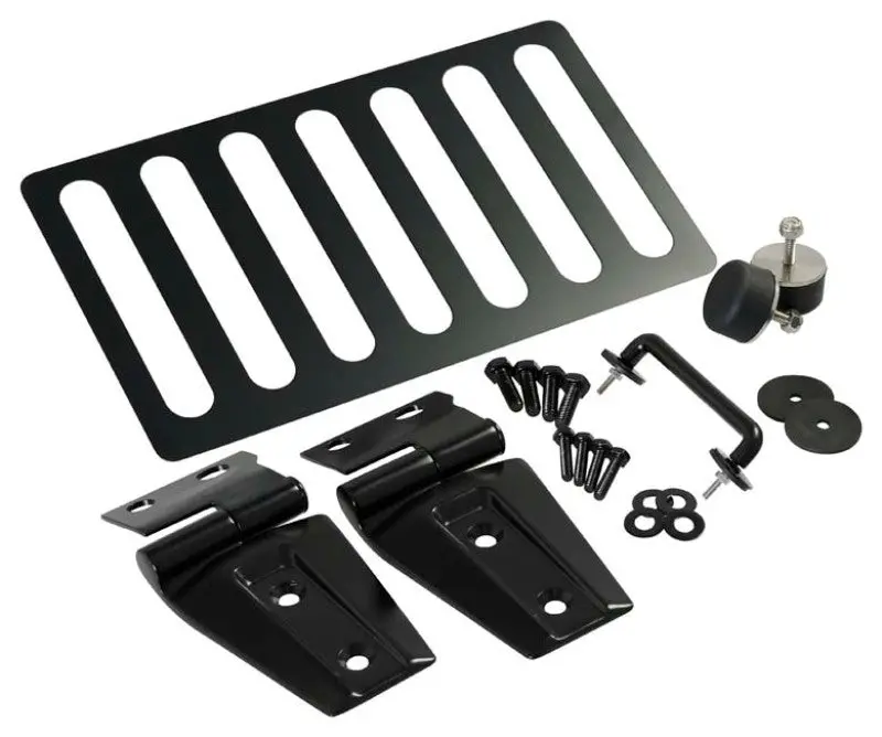 Kentrol 07-18 Jeep Wrangler Jk Hood Kit Without Hood Catch - Powdercoat Black 1