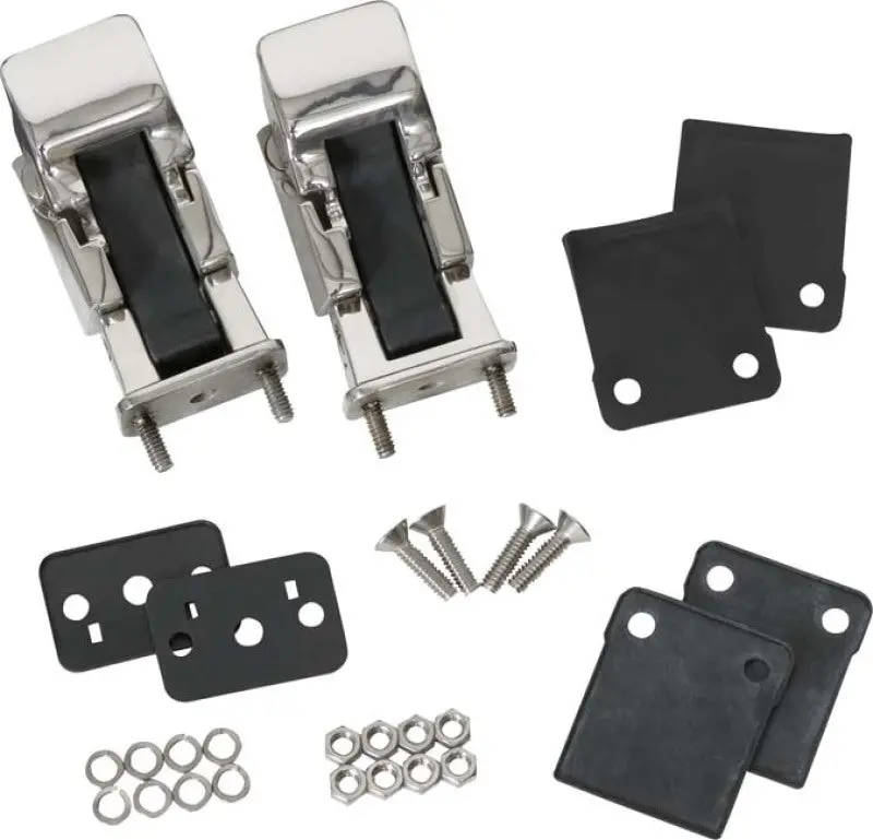 Kentrol 42-95 Jeep Cj/Wrangler Yj Hood Catch Pair Tj Style - Polished Silver 1
