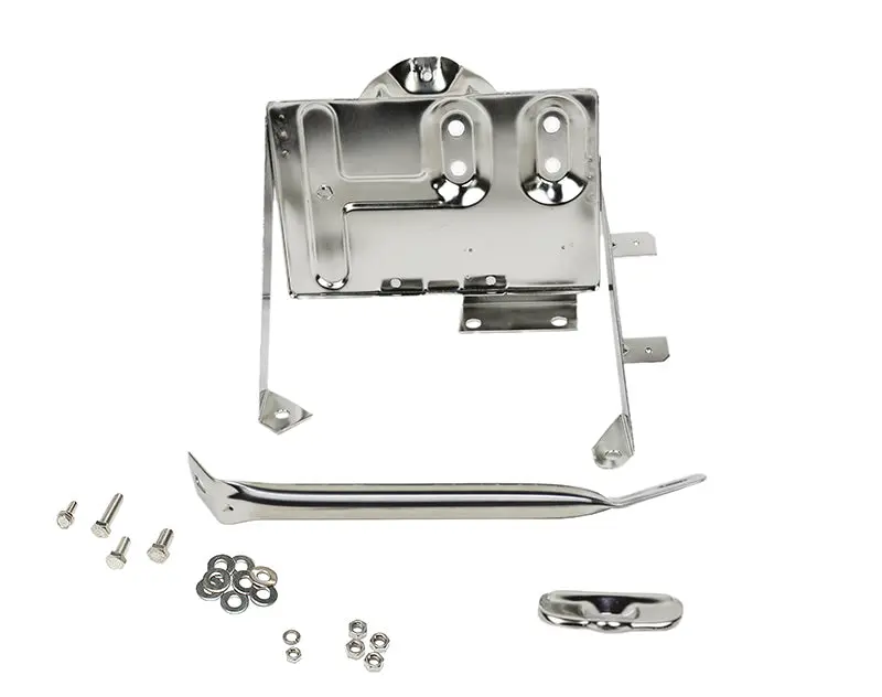 Kentrol 76-86 Jeep Cj Battery Tray With Support Arm - Polished Silver 1