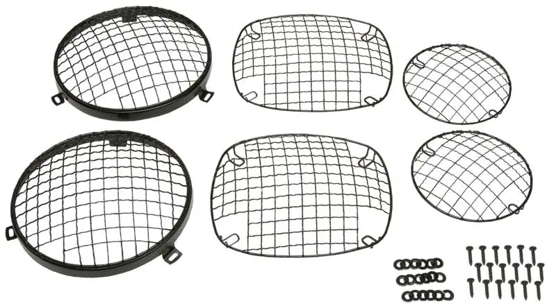 Kentrol 76-86 Jeep Cj Powdercoat Wire Mesh Guard Set 6 Pieces Black 1