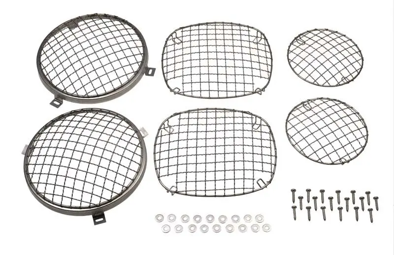 Kentrol 76-86 Jeep Wire Mesh Guard Set 6 Pieces Cj - Polished Silver 1