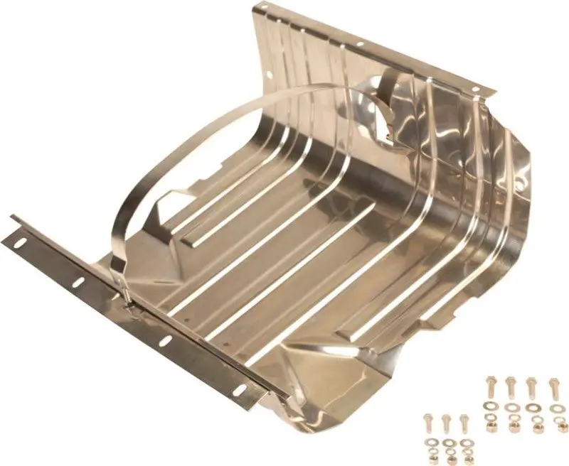 Kentrol 76-90 Jeep Cj/Wrangler Yj Gas Tank Skid Plate With Strap - Polished Silver 1