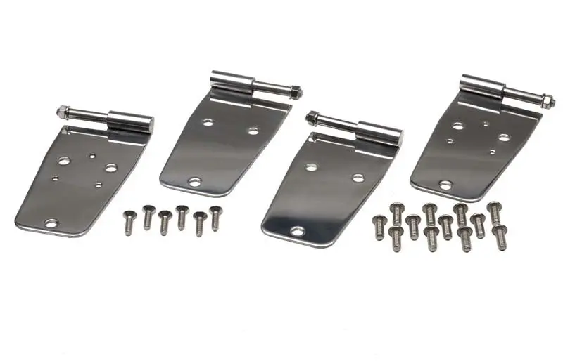 Kentrol 76-93 Jeep Cj/Wrangler Yj Door Hinge Set 4 Pieces - Polished Silver 1