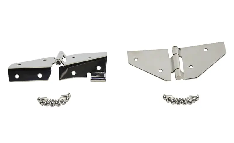 Kentrol 76-95 Jeep Cj/Wrangler Yj Windshield Hinge No Mirror Holes Pair - Polished Silver 1