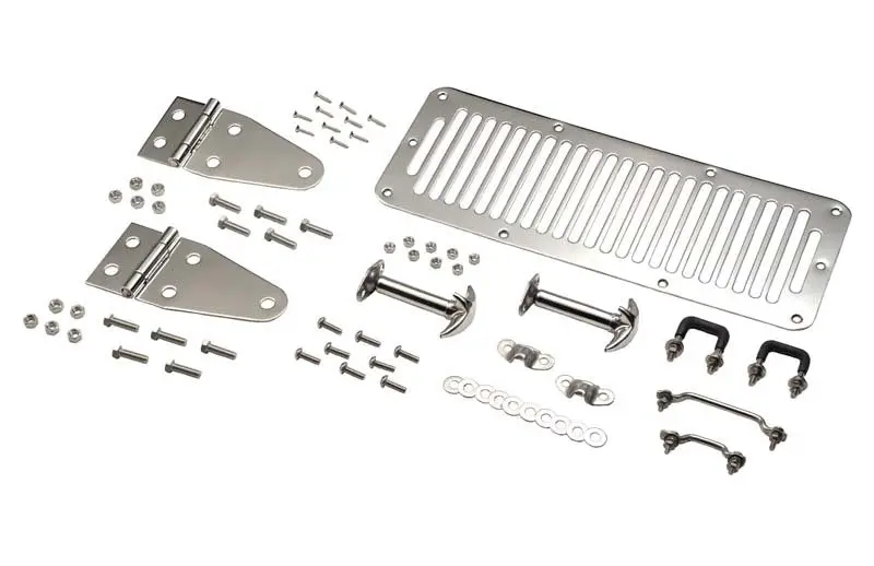 Kentrol 78-95 Jeep Cj/Wrangler Yj Hood Kit - Polished Silver 1