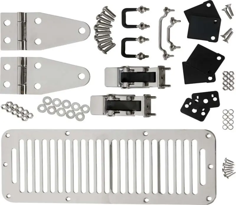 Kentrol 78-95 Jeep Cj/Wrangler Yj Hood Kit With Tj Style Hood Catch - Polished Silver 1