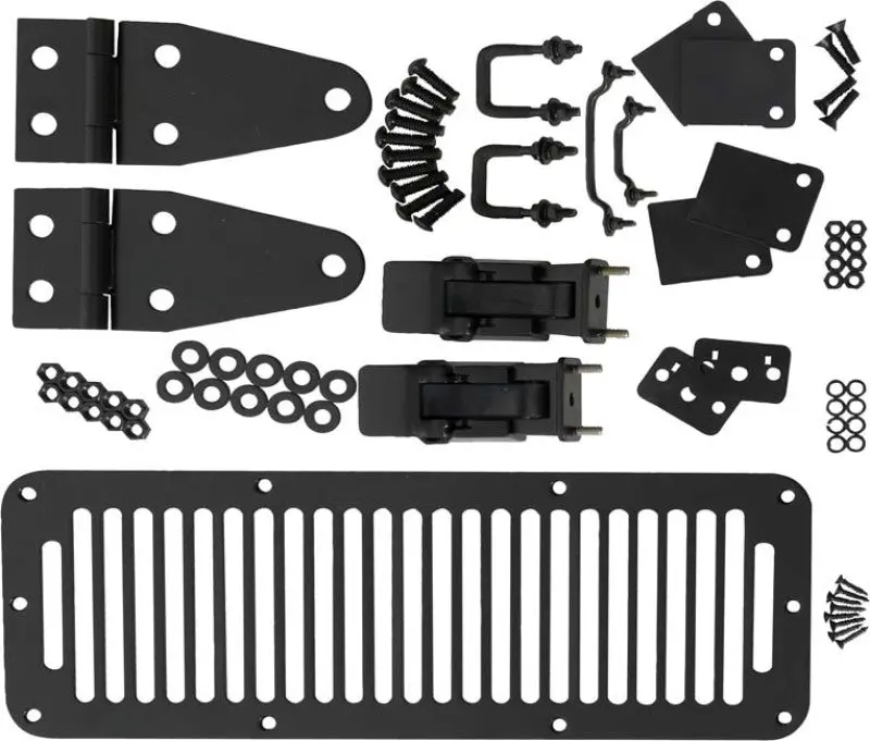 Kentrol 78-95 Jeep Cj/Wrangler Yj Hood Kit With Tj Style Hood Catch - Powdercoat Black 1