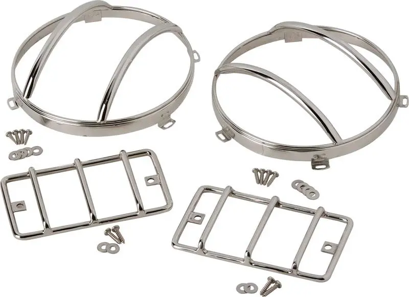 Kentrol 97-06 Jeep Wrangler Tj Euro Light Guard Set 4 Pieces - Polished Silver 1