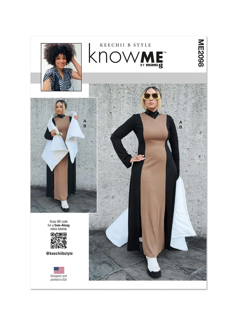 Know Me Pattern Km2098 Knit Dress And Puffer Scarf Vest By Keechii B Style 2