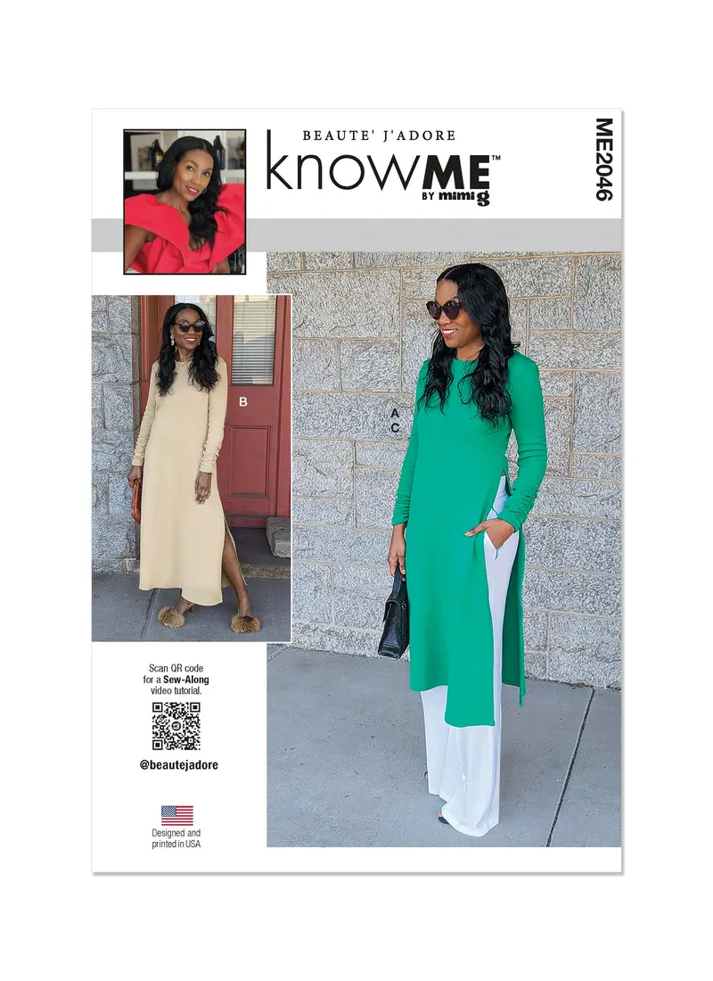 Know Me Sewing Pattern 2046 Knit Dress And Woven Pants 2