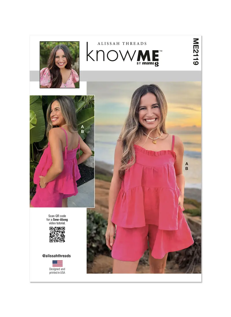 Know Me Sewing Pattern 2119 Misses' Top And Shorts By Alissah Threads 2