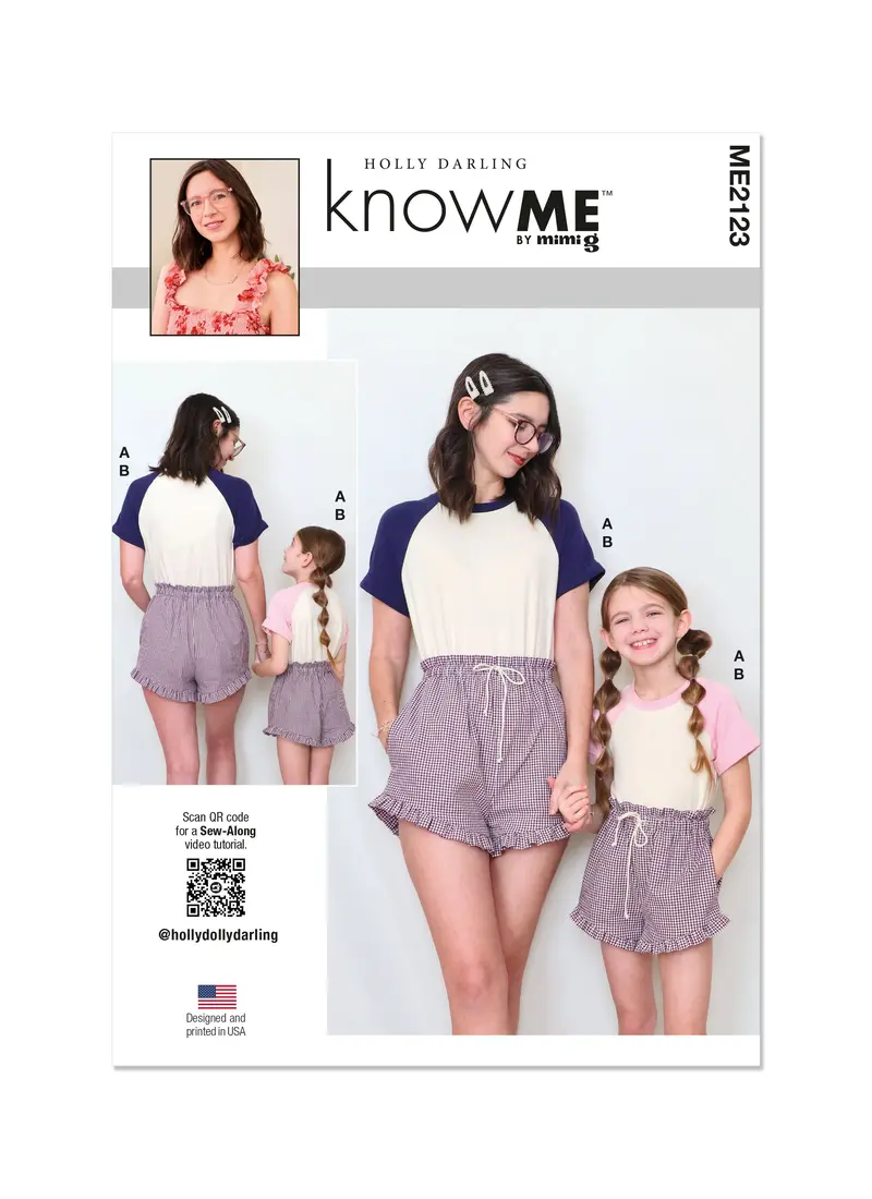 Know Me Sewing Pattern 2123 Girls' And Misses' T-Shirt And Shorts By Holly Darling 2