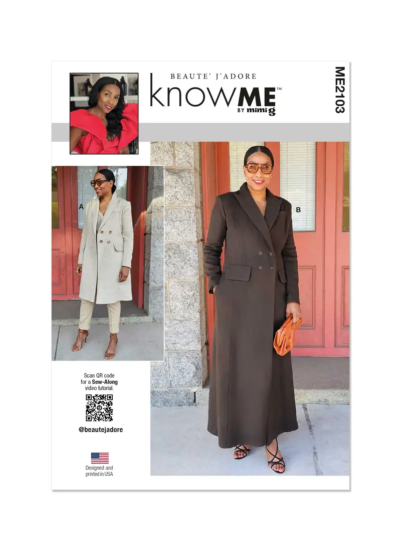 Know Me Sewing Pattern Km2103 Misses' Lined Coat By Beaute' J'adore 2