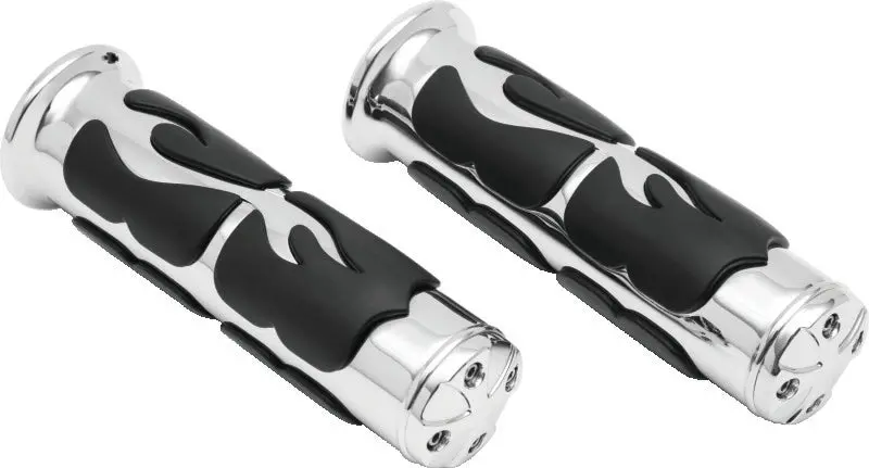 Kuryakyn Iso Flame Grips Metric Universal 1Inch Chrome 1