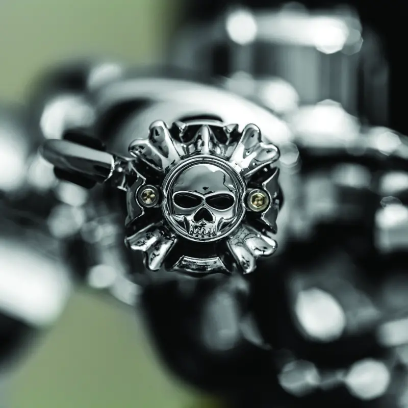Kuryakyn Replacement Zombie Grip Emblems With Throttle Boss Chrome 2