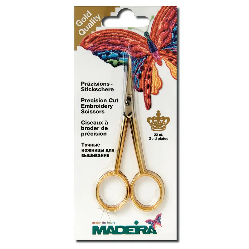 Madeira Gold Plated Straight Point Embroidery Scissors 1