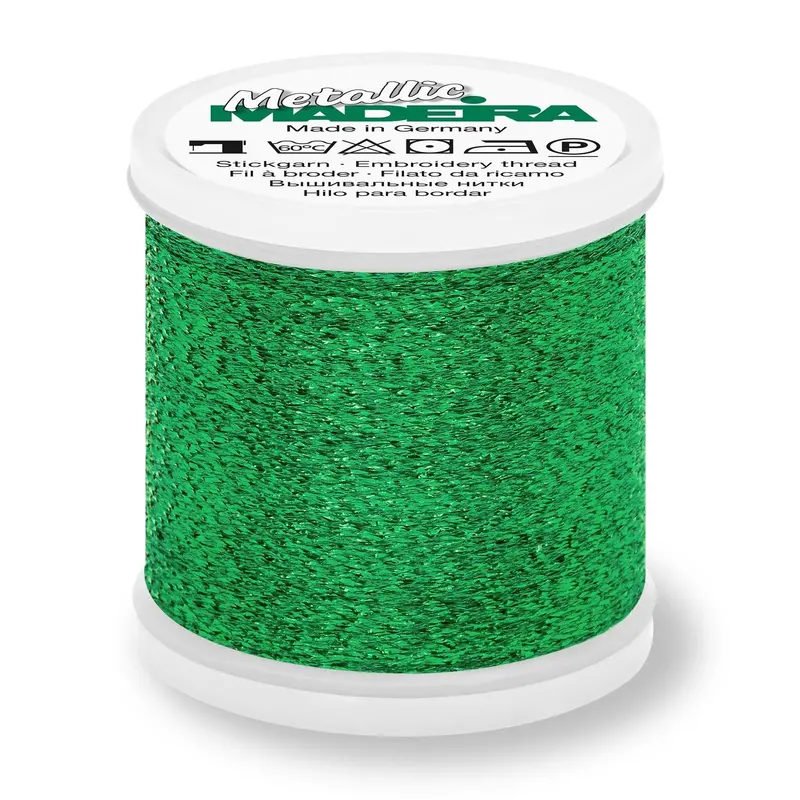 Madeira Textured Metallic Embroidery Thread, 200M Emerald 1
