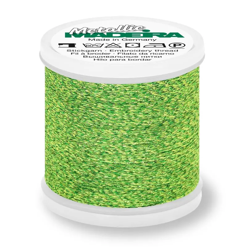 Madeira Textured Metallic Embroidery Thread, 200M Gold Green 1