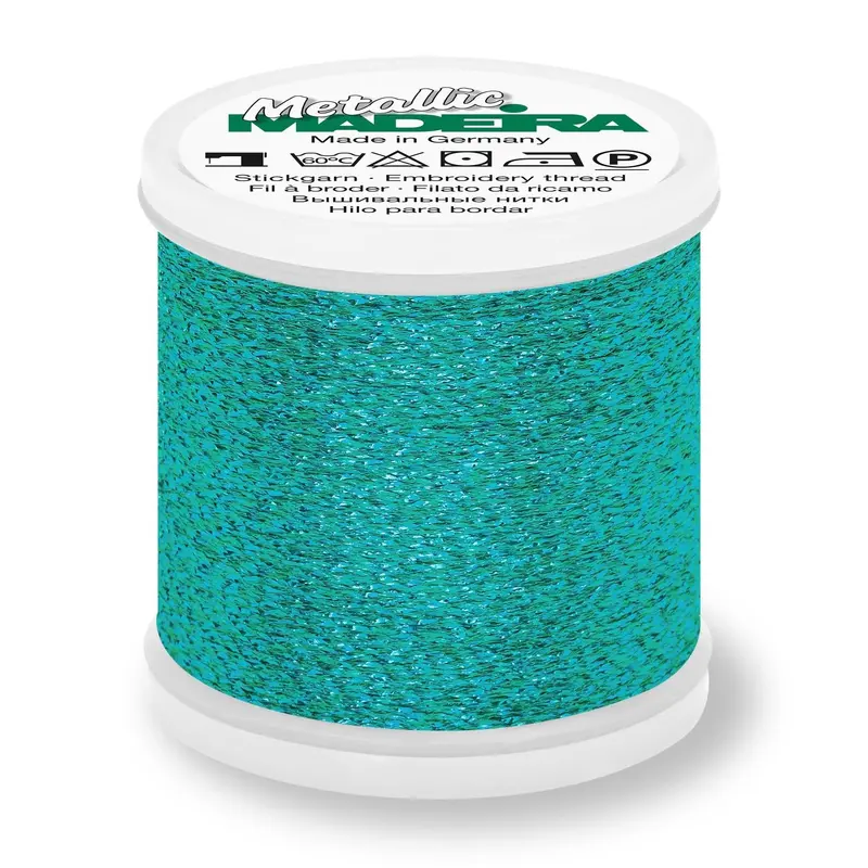 Madeira Textured Metallic Embroidery Thread, 200M Sea Green 1