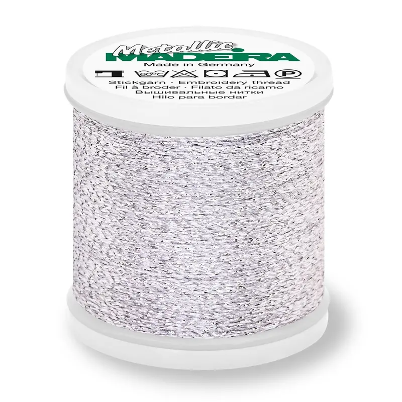 Madeira Textured Metallic Embroidery Thread, 200M Silver 1