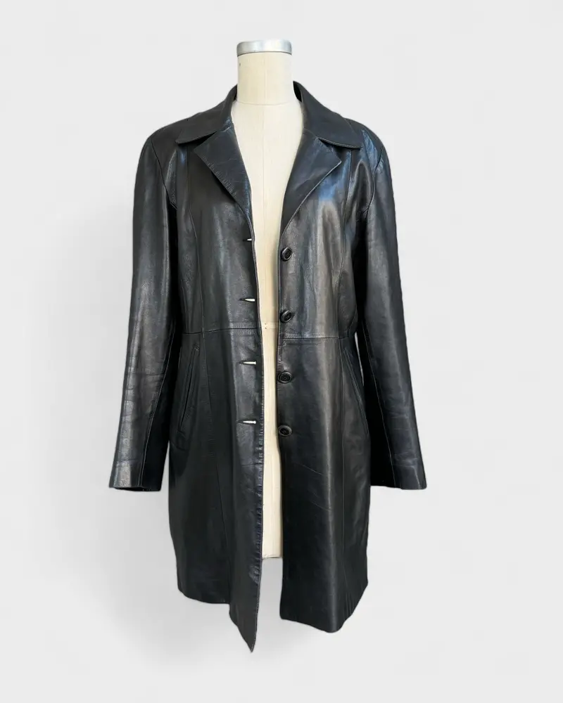 Manteau En Cuir Noir, Skin Mod , S 1